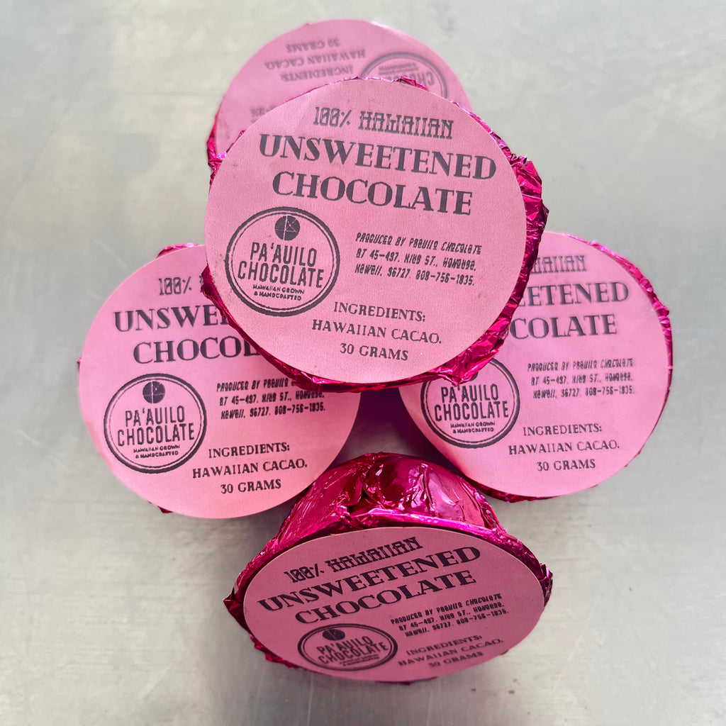 Unsweetened Hawaiian chocolate 100%.