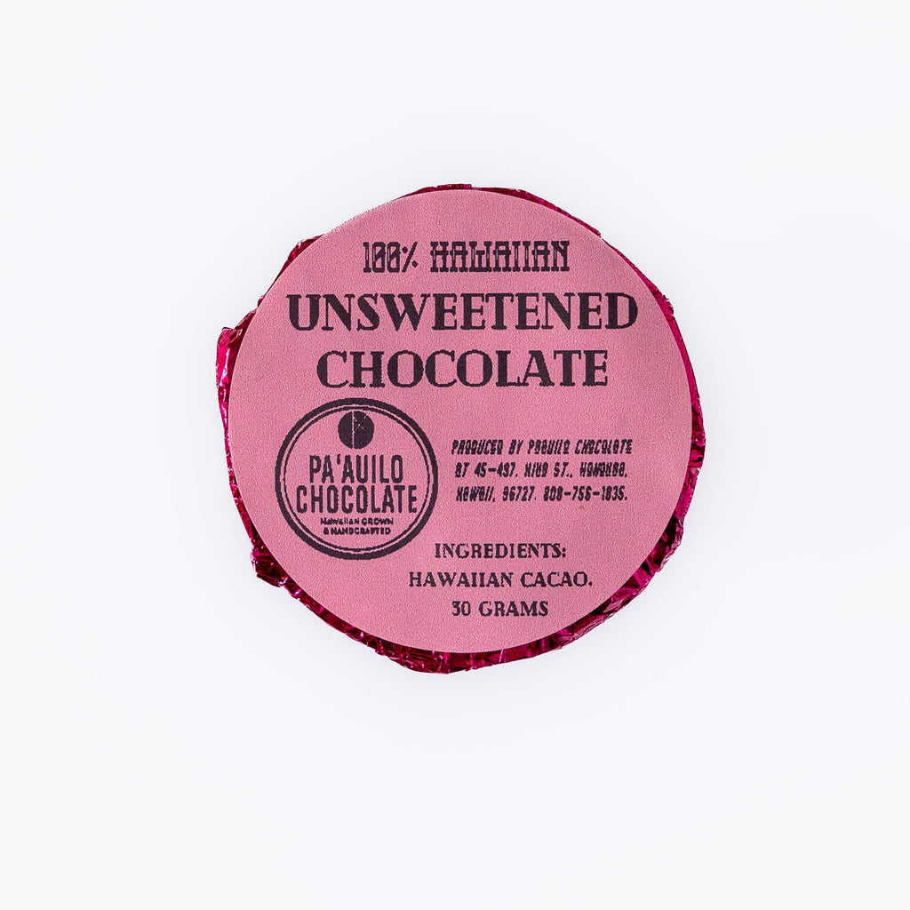 Unsweetened Hawaiian chocolate 100%.